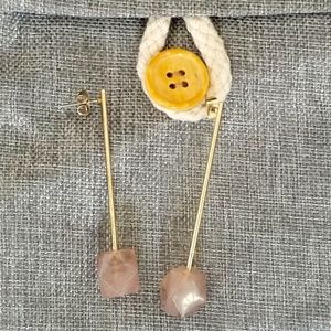 Pink stone drop earrings